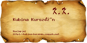 Kubina Kurszán névjegykártya